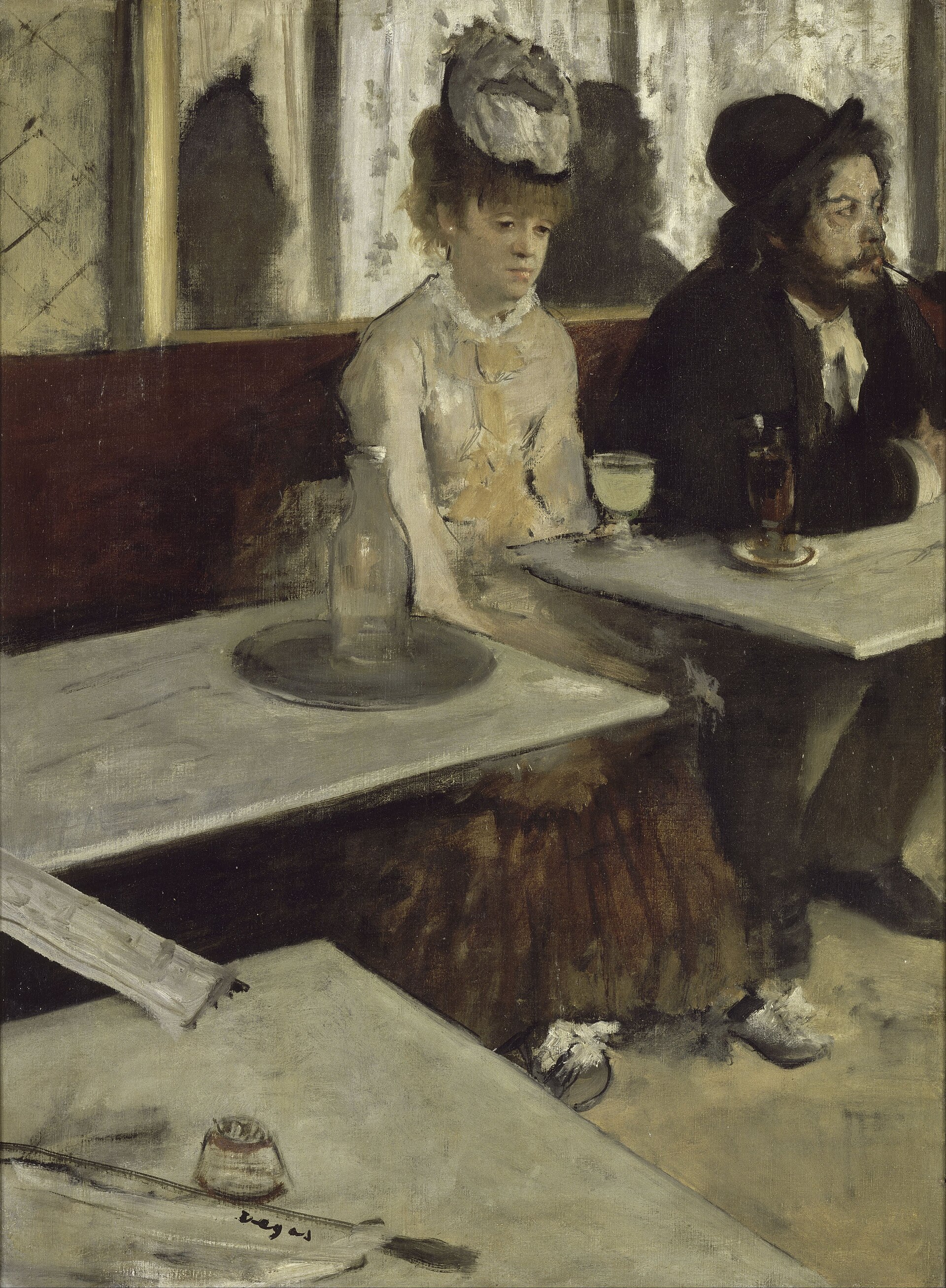 «Абсент» (L'Absinthe / In a Café), Эдгар Дега, 1875–1876 — знаковое изображение парижской «зелёной феи», музей Орсе