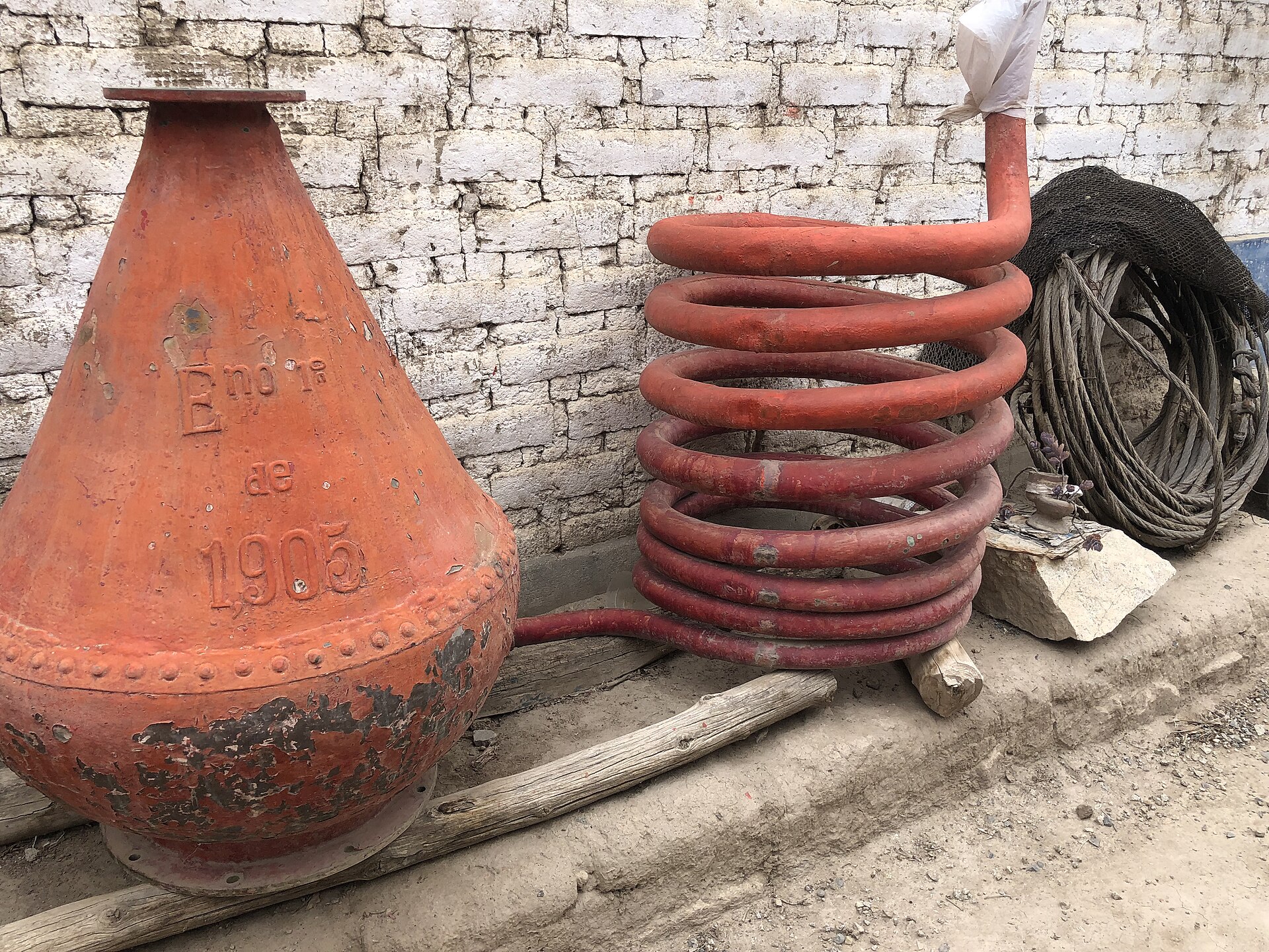 Медный pot still для писко в перуанской бодеге Olimpo, Лунауана