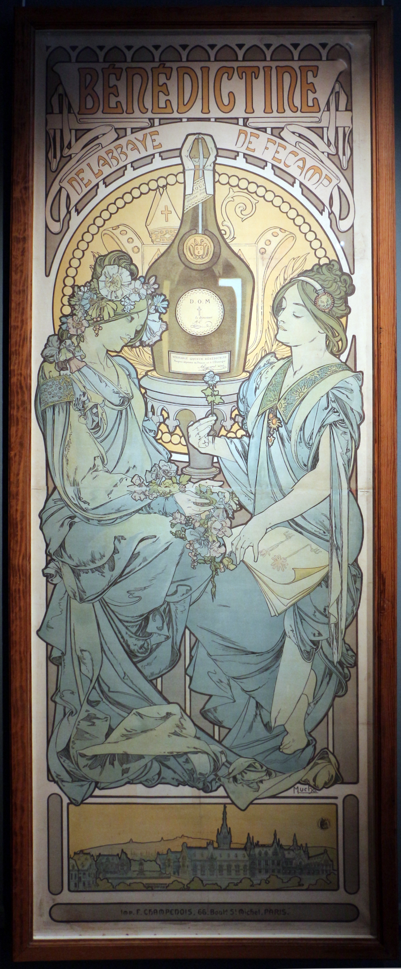 Историческая реклама Bénédictine — плакат Альфонса Мухи, конец 1890-х (Музей Икселя, Брюссель)
