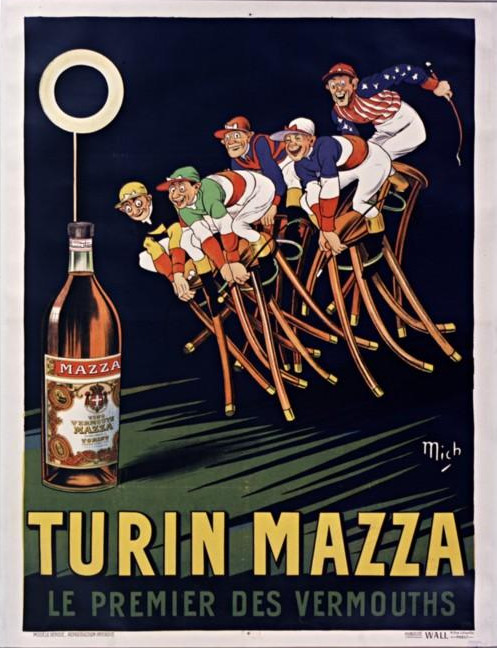 Историческая рекламная афиша туринского вермута Turin Mazza — эпоха расцвета итальянского аперитива