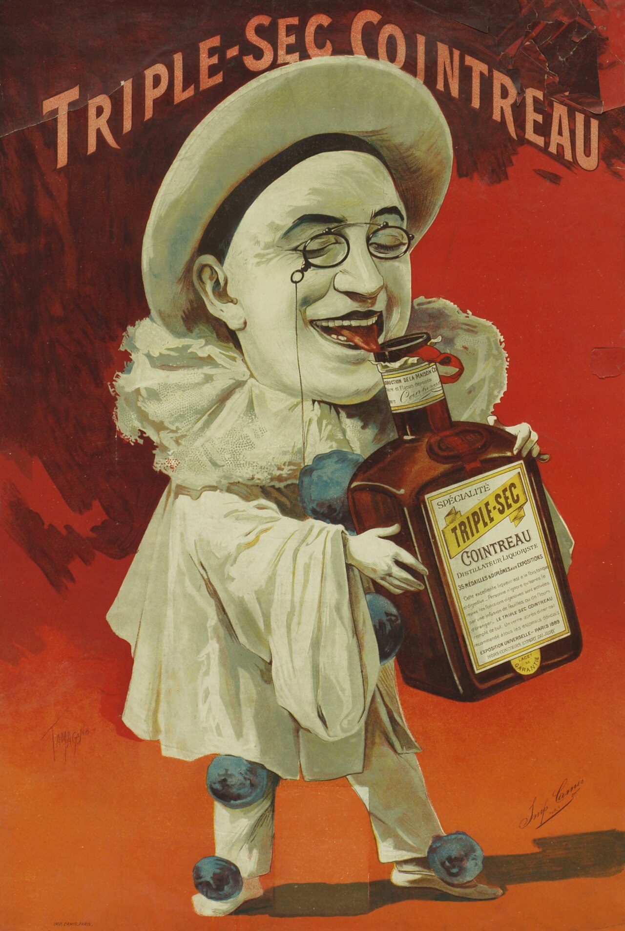 Рекламный плакат Cointreau с фигурой Пьеро, художник Франсиско Таманьо, 1898 год