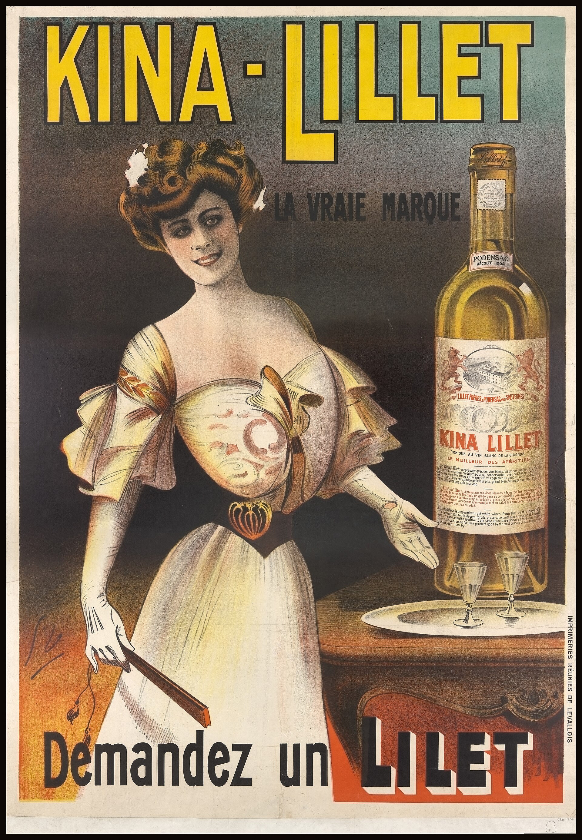 Историческая рекламная афиша «Kina-Lillet, La Vraie Marque» («Настоящая марка»), около 1900 года