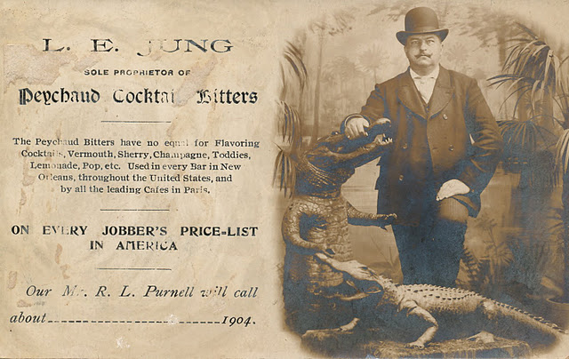 Рекламная открытка 1904 года: фирма L. E. Jung — единственный владелец Peychaud Cocktail Bitters