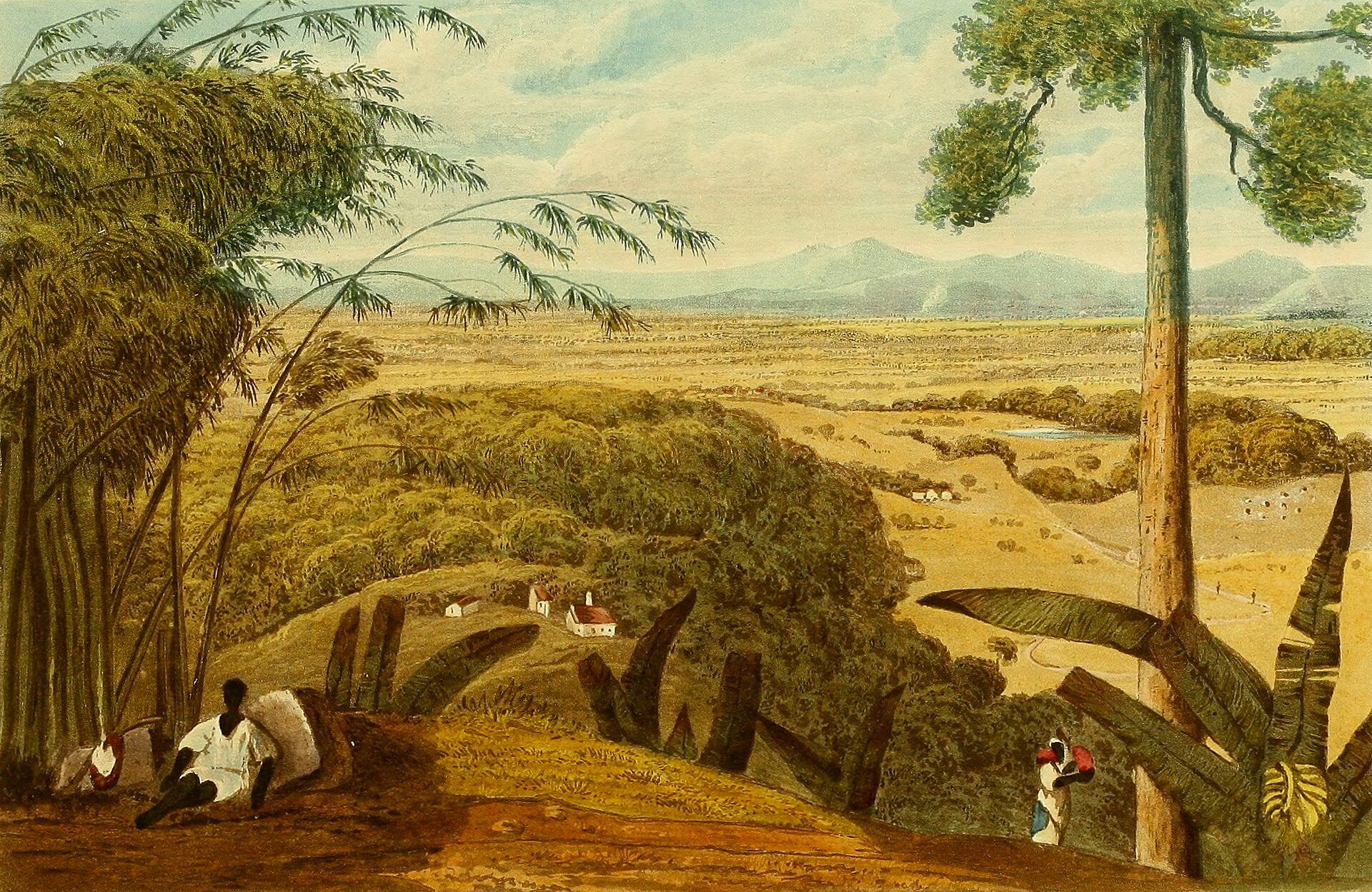 Внутренние долины прихода Сент-Кэтрин с перевала Маунт-Диабло, аквантинта 1820-х